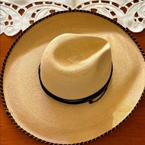 Stylish Cream Straw Hat with Black Band